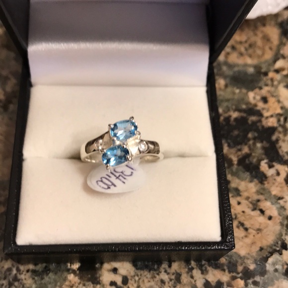STERLING SILVER GENUINE BLUE TOPAZ SIZE 6 3/4 NWT - Picture 4 of 7